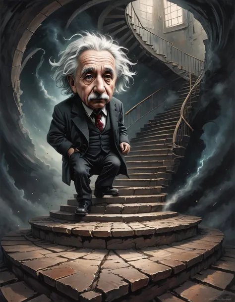 albert einstein by the - artist - who - is - going - to - the - stairs