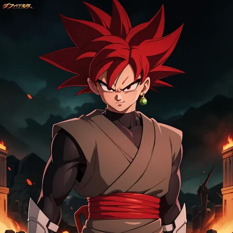 <lora:Goku_Black:0.7>, Best_QualityPos, RAW photo, intricate details, best quality, 8k uhd, soft lighting, 1boy, solo, red eyes, red hair, spiked hair, single earring, dougi, IncrsUnsheathingAKatanaMeme, sheath, holding sheath <lora:ChihiroUnsheathingAKatanaMeme:0.9>