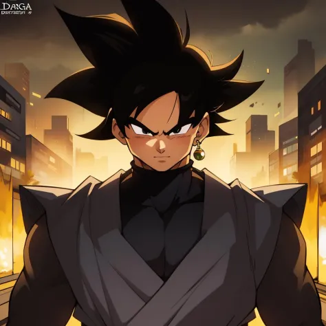 Best_QualityPos, RAW photo, intricate details, best quality, 8k uhd, soft lighting, 1boy, solo, black eyes, black hair, spiked hair, single earring, dougi <lora:Goku_Black:0.7>