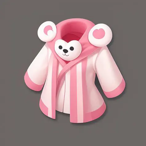 gameicon,masterpiece,best quality,ultra-detailed,masterpieces,The image is a cute, pink colored clothing with a print of small bears wearing clothes and heart-shaped patterns on it., 3D rendering2D, Blender cycle, Volume light,No human, objectification, fa...