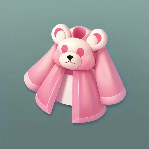 gameicon,masterpiece,best quality,ultra-detailed,masterpieces,The image is a cute, pink colored clothing with a print of small bear patterns on it, 3D rendering2D, Blender cycle, Volume light,No human, objectification, fantasy 