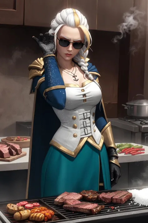 (high quality:1.1), cinematic lighting, extremely detailed,
JainaProudmoore, mature female, (SaltBaeMeme,  sunglases:1.1), (salt...