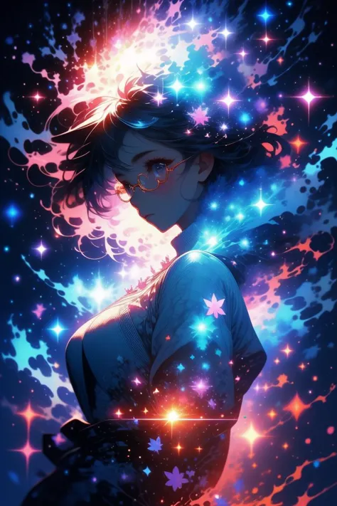 a girl with stars in her hair and a dress