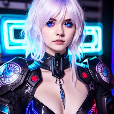 a close up of a woman in a futuristic outfit posing for a picture