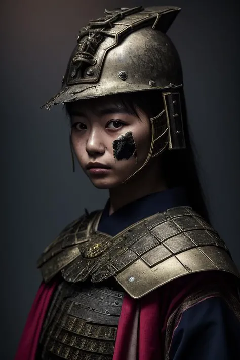 a woman in a helmet and armor poses for a photo