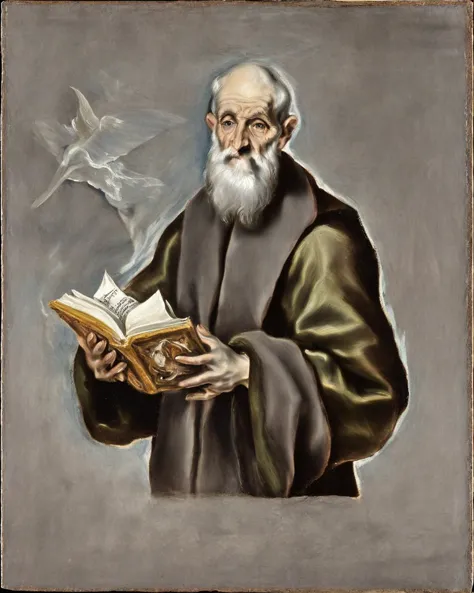 renaissance, el greco,
the image appears to be a painting, possibly from the renaissance period, given the style and composition...