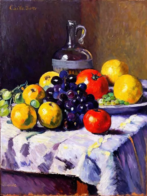 <lora:huixin10-000008:1.0>,
Impressionism,Caillebotte,still life,fruit,vegetables,grapes,apples,lemons,tomatoes,olives,oil painting,impressionist,colorful,textured,still life painting,Cézanne,20th century,composition,vibrant colors,natural lighting,table setting,food,produce,, (((masterpiece))),(((best quality))),((ultra-detailed))