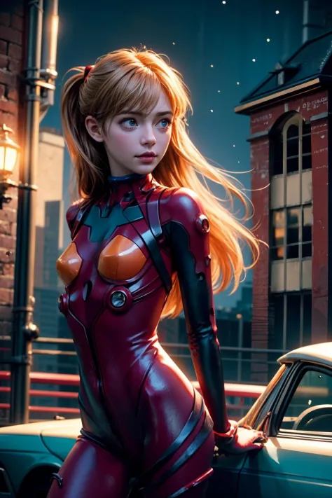 cinematic film still beautiful,masterpiece,best quality,extremely detailed face,perfect lighting,1girl,<lora:AsukaLangleySouryuuV2:1>,interface headset,red bodysuit,souryuu asuka langley,arms behind head,cowboy shot,<lora:add_detail:1>, . shallow depth of ...