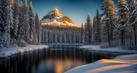 a close up of a mountain with a lake in the middle of it