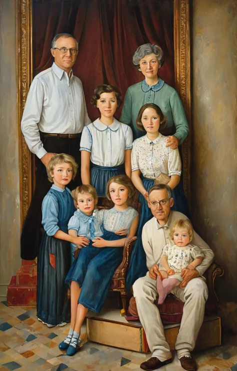 a painting of a family portrait of a man