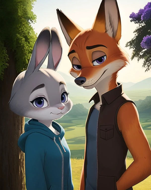 A cartoon picture of a couple of foxes standing next to each other ...