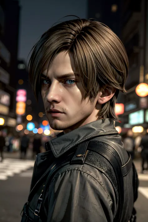 ((ultra detailed, masterpiece, absurdres))
 <lora:RE6Leon:0.8>
RE6Leon, 1boy, brown hair, looking at viewer, on the streets of futuristic Tokyo