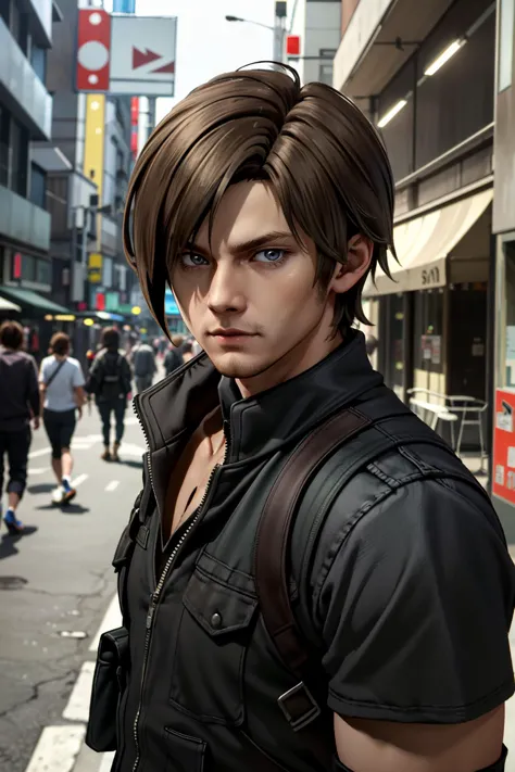 ((ultra detailed, masterpiece, absurdres))
 <lora:RE6Leon:0.8>
RE6Leon, 1boy, brown hair, looking at viewer, on the streets of futuristic Tokyo