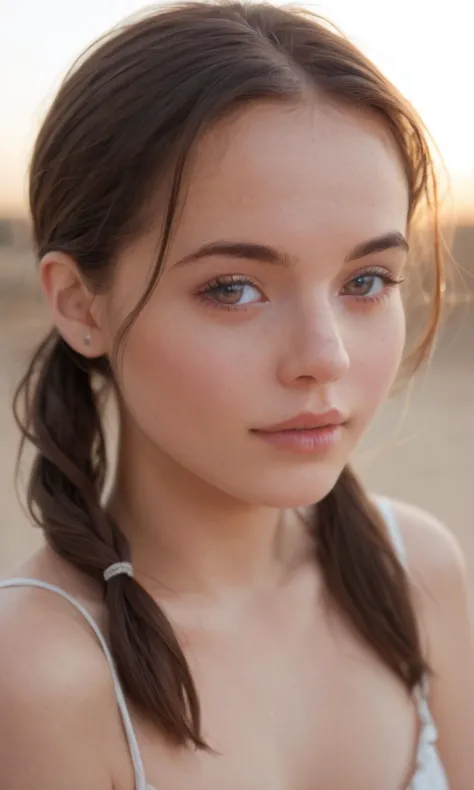 a close up of a young woman with a braid in her hair