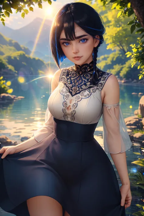 ultra detailed, sharp focus, best quality, masterpiece, colorful, <lora:fvisions_v1-manityro-dadapt:1> fvisions, blue eyes, blac...