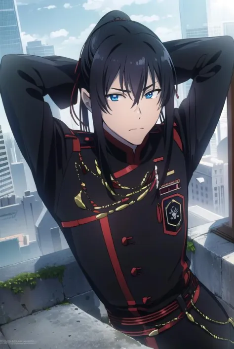 yuukanda, <lyco:yuukanda-LYCORIStest:1>,
yuu kanda, long hair, black hair, ponytail, blue eyes, mature male, 1boy,
BREAK gloves, uniform, military, military uniform,
BREAK looking at viewer,
BREAK outdoors, city,
BREAK <lora:GoodHands-vanilla:1>, (masterpiece:1.2), best quality, high resolution, unity 8k wallpaper, (illustration:0.8), (beautiful detailed eyes:1.6), extremely detailed face, perfect lighting, extremely detailed CG, (perfect hands, perfect anatomy),