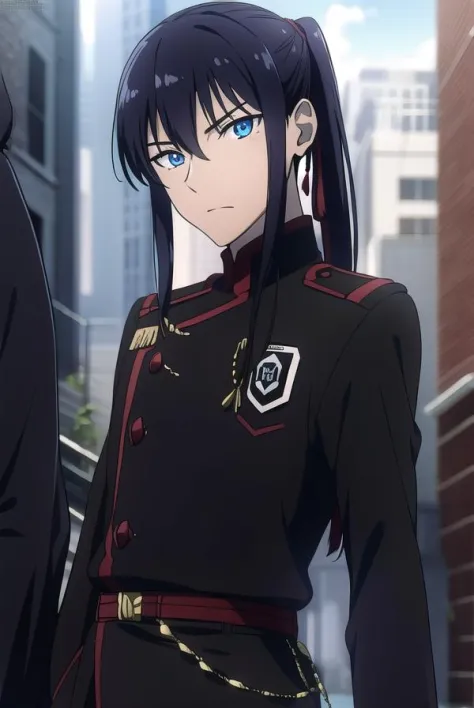 yuukanda, <lyco:yuukanda-LYCORIStest:1>,
yuu kanda, long hair, black hair, ponytail, blue eyes, mature male, 1boy,
BREAK gloves, uniform, military, military uniform,
BREAK looking at viewer,
BREAK outdoors, city,
BREAK <lora:GoodHands-vanilla:1>, (masterpiece:1.2), best quality, high resolution, unity 8k wallpaper, (illustration:0.8), (beautiful detailed eyes:1.6), extremely detailed face, perfect lighting, extremely detailed CG, (perfect hands, perfect anatomy),