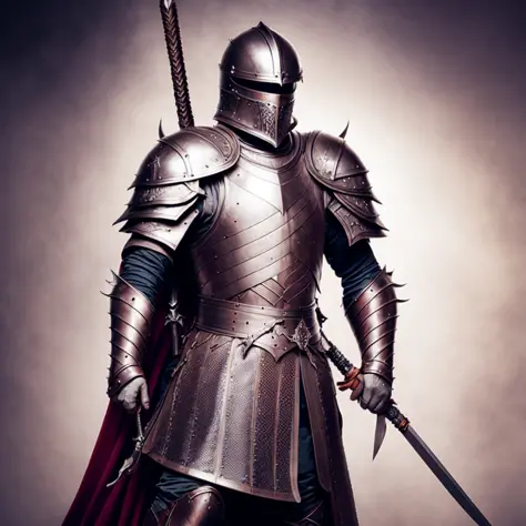 photo, man in armor holding a sword  (FantasyKnight style:1) <lora:djzFantasyKnightV21:1>