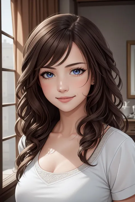 best quality, intricate details,
1girl,    <lora:pokimane_v10:0.8> imanys, imanepoki, 
(RAW photo, best quality), (realistic),photo, best quality ,masterpiece, an extremely delicate and beautiful, extremely detailed, CG ,unity, 2k wallpaper, finely detail, masterpiece, best quality, huge filesize, ultra-detailed, nature, highres, extremely detailed, 1girl, slim body,(white shirt), portrait, porcelain skin, 1girl, solo, smile, brown hair, brown eyes, long hair, realistic, extremely detailed face, extremely detailed