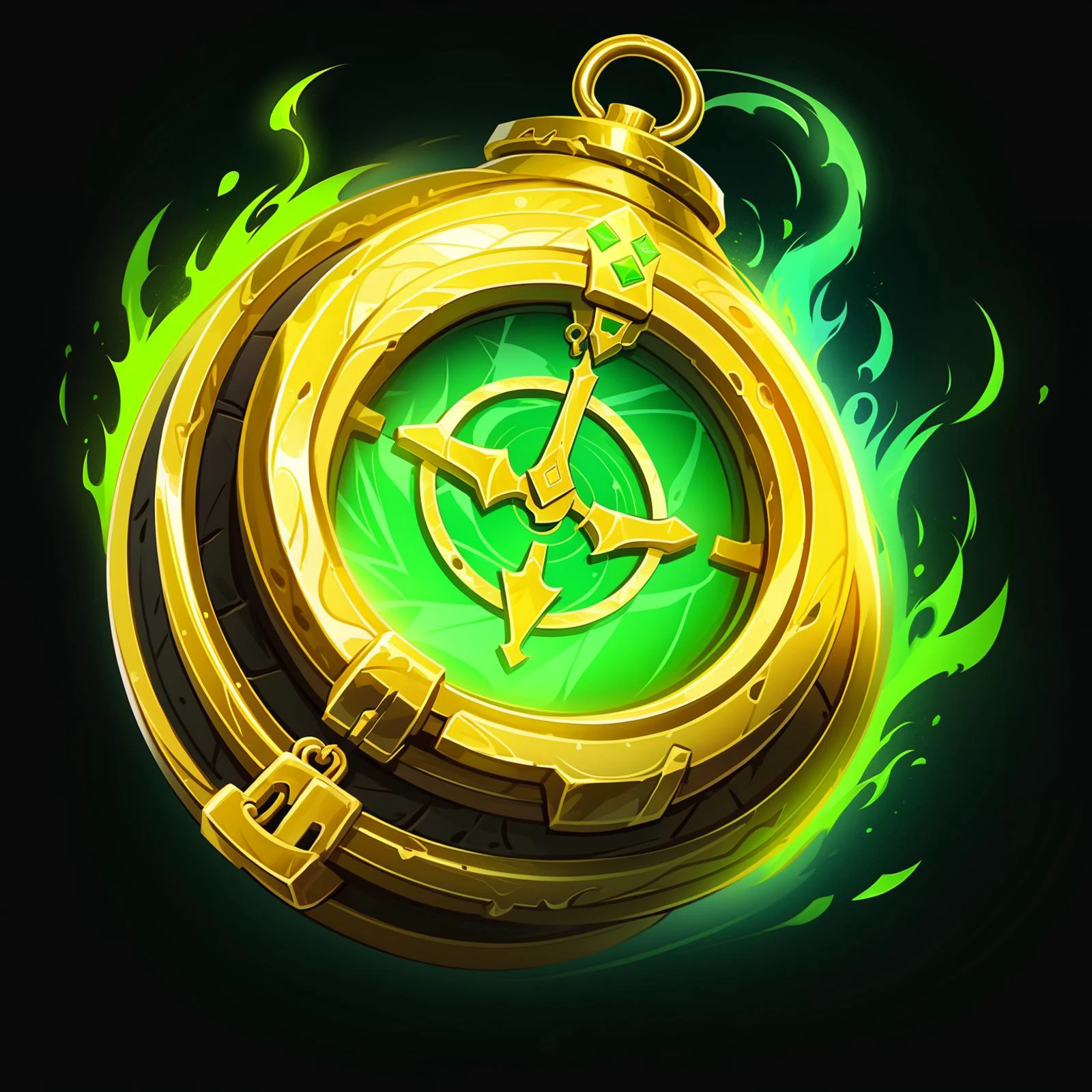 EDUCAR, artículos de equipo de juego, iconos, no humanos, naturaleza muerta, fondo verde, fondo negro, gradient, fondo degradado, tema verde, cadena, fondo sencillo, joya, reloj de arena, brillante, fuego, Aura, fondo oscuro, oro,