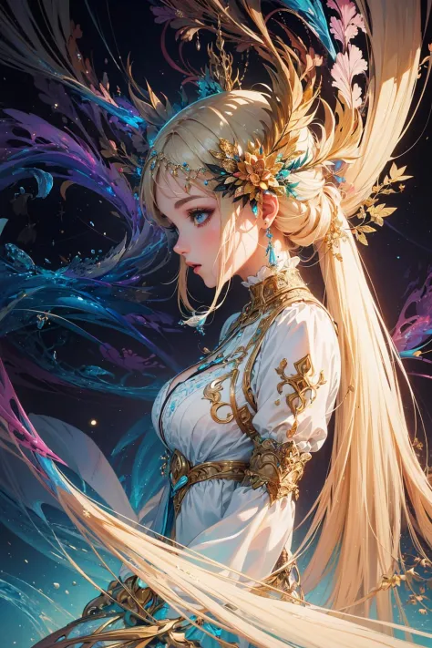 (masterpiece, top quality, best quality, official art, beautiful and aesthetic:1.2), (1girl), extreme detailed,(fractal art:1.3),colorful,highest detailed, long hair