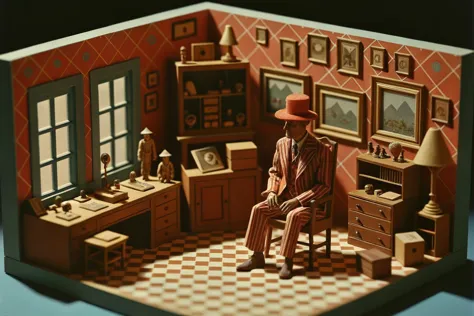 analog photo, diorama, chair