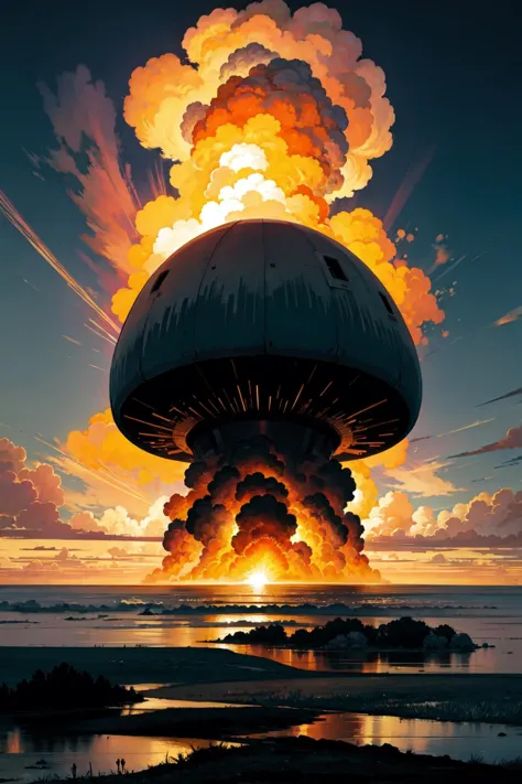 natural lighting, soft lighting, sunlight, HDR (High Dynamic Range), Maximum Clarity And Sharpness, Multi-Layered Textures,
spectacular giant nuclear mushroom cloud,