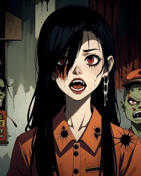 1girl, zombie, rotting flesh, decaying, horror, disgusting, monstrosity, strange, weird, shocking, odd, bizarre, cartoonish