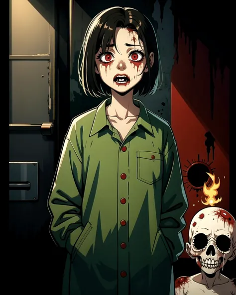 1girl, zombie, rotting flesh, decaying, horror, disgusting, monstrosity, strange, weird, shocking, odd, bizarre, cartoonish