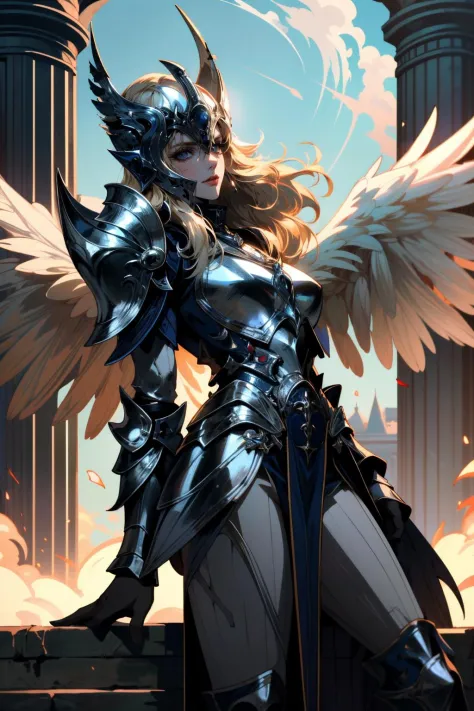 ((ultra detailed, masterpiece, best quality))
 <lora:BGDameAylin:0.9>
BGDameAylin, 1girl, solo, long hair, blonde hair, cracked skin, armor, angel wings, helmet