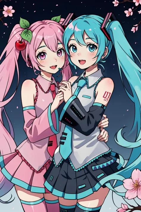 Hatsune Miku, Mignon, Twintails, hauts de cuisse, sakuramiku,