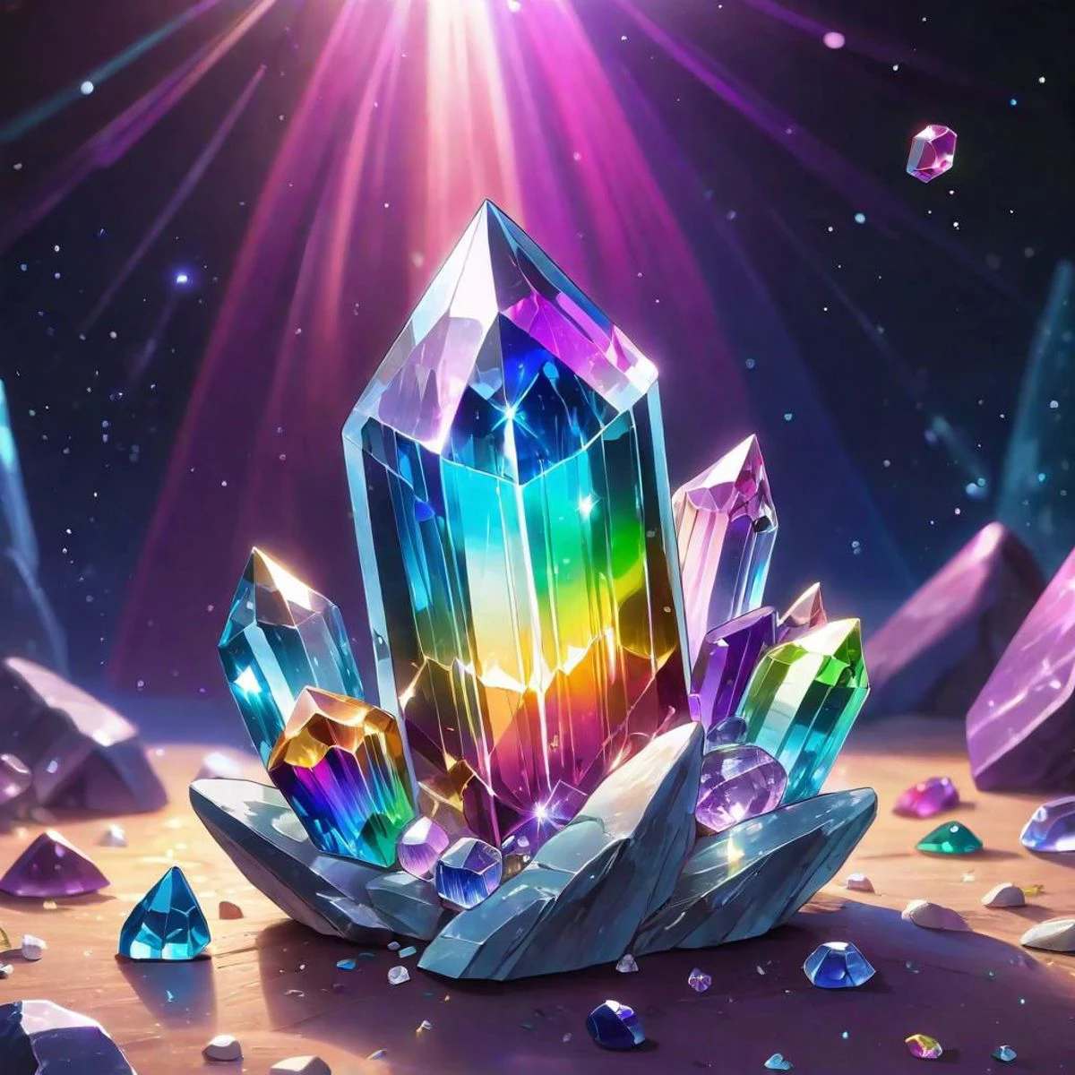 Волшебные мистические кристаллы, парящие в воздухе, кристаллы в космосе, кристаллы, наполненные энергией, электрические хрустальные камни, электричество, глубокая огромная галактика, полная радужных кристаллов, Красочные кристаллы, мистическая вселенная, необработанные кристаллы галактики, цвета радуги, светящаяся аура вокруг кристалла, блестящие хрустальные камни, кристаллы внутри кристаллов, искрящаяся звездная пыль, высокое качество, высокое разрешение, шедевр, 4k, фотография, резкое фото, оказывать.
