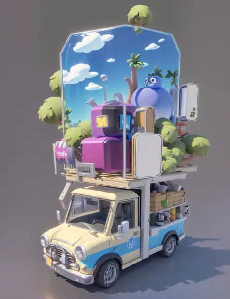masterpiece,best quality,toon,pixar style,simple design,mini sence, animal crossing, 1building,3d
Plum and Olive, Truck Driver, <lora:toon:0.8>