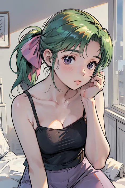 8k high quality detailed,highres,anime,comic,detailed image,
(an illustration of a teenage girl posing,(an illustration of girl,teenage girl)),(magazine_illustration),
(,HatsuenoAlpha,1girl,green_hair,pony-tail,pink_hair_ribbon,medium breasts),(Pout),detailed_face,
((Sitting with legs extended and leaning forward to touch the toes):0.8),
((, blue pants,camisole,killer):0.85),(,realistic clothing texture,realistic_skin_texture),<lora:HatsuenoAlpha:0.85>,<lora:æ§æèè²çä¼½è£¤åå¸¦èå¿+ç¾å¥³:0.45>,<lora:more_details:0.2>