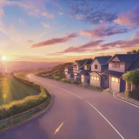 sky, fly, speed, day sky, sparkles, sun, one house, road, sunset, store,