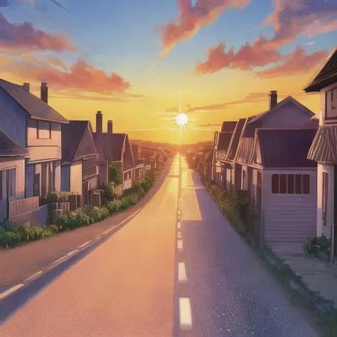 sky, fly, speed, day sky, sparkles, sun, one house, road, sunset, store,