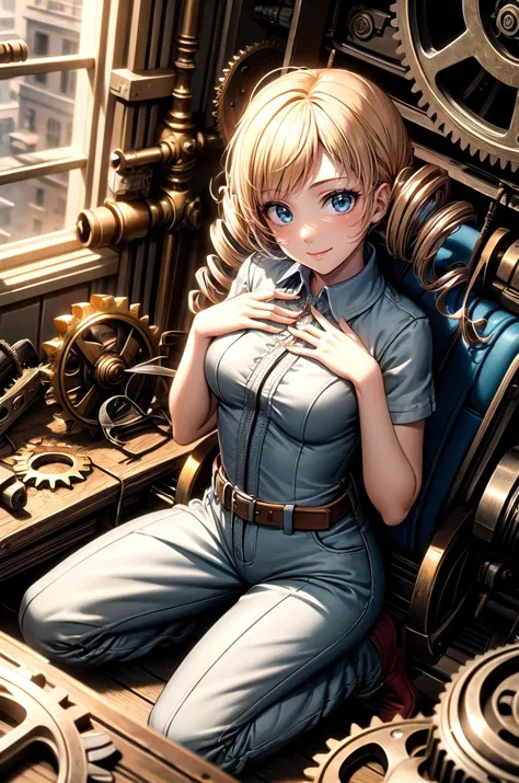(masterpiece, best quality, detailed), 1girl, solo, looking at viewer, catherine, drill hair,
(mechanic, orange jumpsuit), <lora...