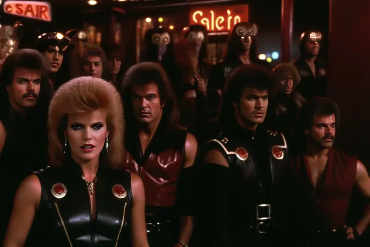 a close up of a group of people in leather outfits