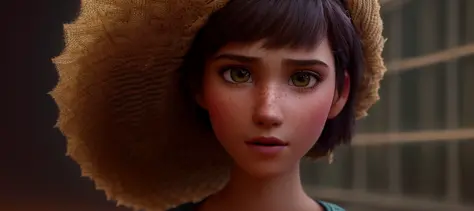 estilo pixar, 1 garota, Um retrato na altura da cintura de uma jovem mulher, textura natural da pele, Texturas 4k, HDR, Intrincado, Altamente detalhado, foco nitído, aparência cinematográfica, hiperdetalhado, noir cinematográfico épico  