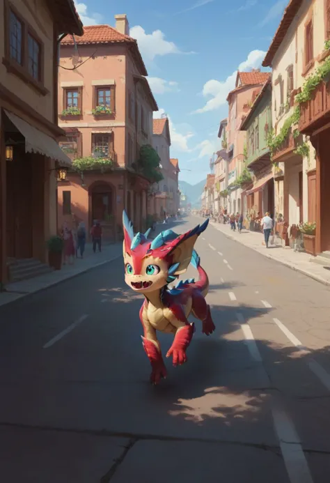 score_9, score_8_up, score_7_up, 
a cute dragon is running