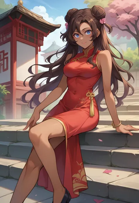 score_9, score_8_up, score_7_up, source_anime, <lora:wrenchdmnojviolaxl:0.9>, dmnojviola, chinese dress, light smile, footwear, hair buns,