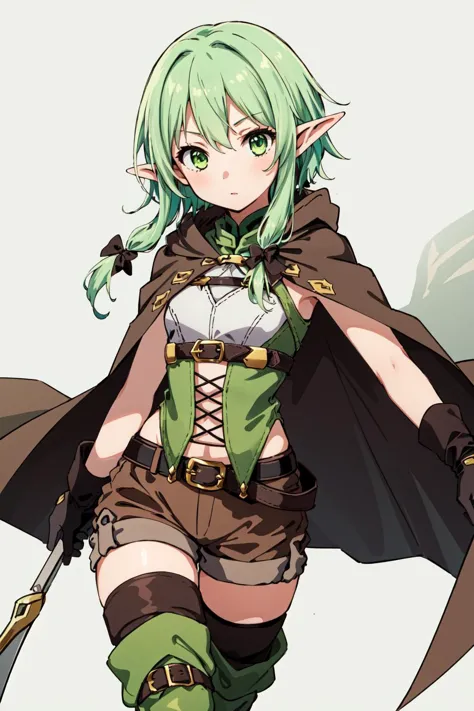 (masterpiece, best quality),  intricate details,
 <lora:high_elf_archer_final:0.6> 1girl, elf, pointy ears, green hair, long hai...