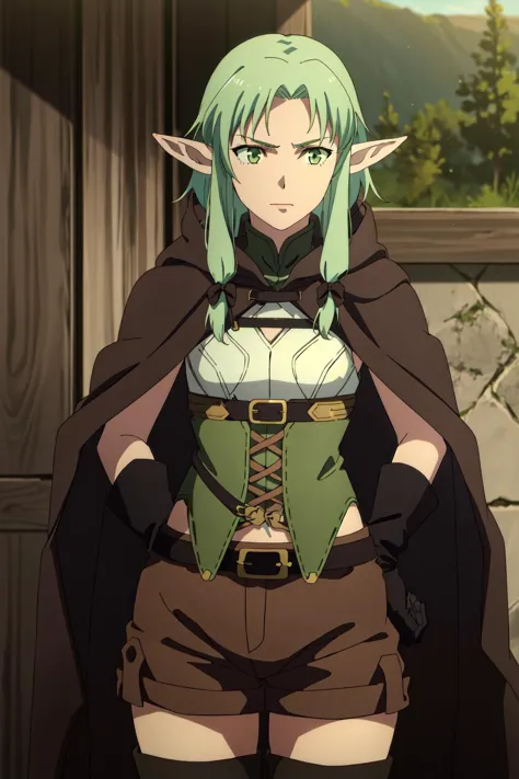 (masterpiece, best quality),  intricate details,
 1girl, solo,<lora:high_elf_archer_final:0.6> 1girl, elf, pointy ears, green ha...