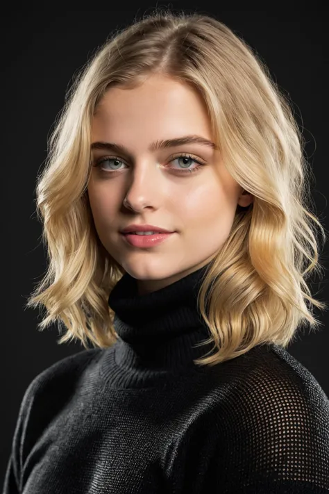 <comment:SUBJECT:0>
blonde tiktok teen portrait, 20 years old, glamor shot, with long blonde hair, dimples, a portrait, inspired by marie-gabrielle capet, joey king,
<comment:DESCRIPTOR:0>
buttons, black sweater,
<comment:MEDIA:0>
transparencies, unreal engine, cinematic, color grading, portrait photography, shot on 22mm lens, ultra-wide angle, depth of field, hyper-detailed, beautifully color-coded, insane details, intricate details, beautifully color graded, unreal engine, cinematic, color grading, editorial photography, photography, photoshoot, ray tracing global illumination, shot on 22mm lens, depth of field, dof, tilt blur, shutter speed 1/1000, f/22, white balance, 32k, super-resolution, megapixel, prophoto rgb, vr, lonely, good, massive, halfrear lighting, backlight, natural lighting, incandescent, optical fiber, moody lighting, cinematic lighting, studio lighting, soft lighting, volumetric, contre-jour, beautiful lighting, accent lighting, global illumination, screen space global illumination, optics, scattering, glowing, shadows, rough, shimmering, ray tracing reflections, lumen reflections, screen space reflections, diffraction grading, chromatic aberration, gb displacement, scan lines, ray traced, ray tracing ambient occlusion, anti-aliasing, shaders, opengl-shaders, glsl-shaders, post processing, post-production, cel shading, tone mapping, cgi, vfx, sfx, insanely detailed
<comment:WEBSITE_ARTIST:0>
trending on cg society, shot by Don McCullin,
<comment:LORAs:0>
<comment:EMBEDDINGS:0>