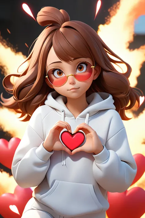 (((adorable, cute, kawaii)), (((anime art of Ochaco Uraraka))), 
(cute 19 years girl in an animal onesie standing behind an explosion with sunglasses and (heart shaped hands))
photo from 2022, buttons, dimples, black sweater, transparencies, joey king, unr...