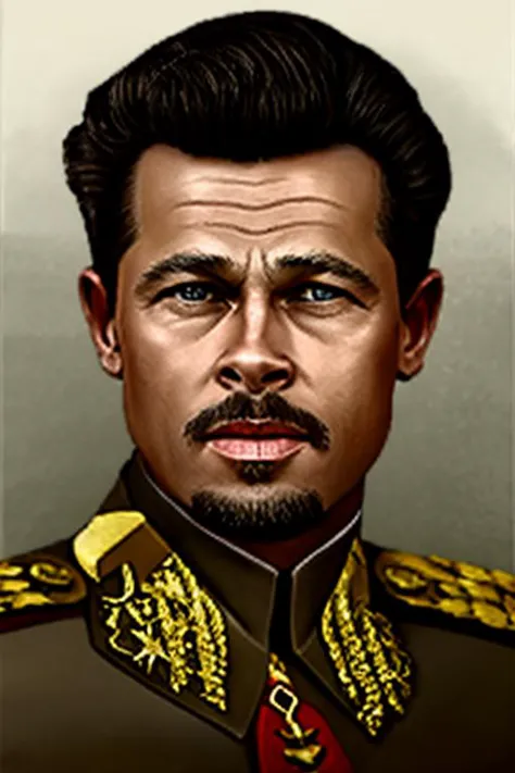 Brad Pitt, HOI4 portrait style  <lora:hoi4_portrait_style:1>