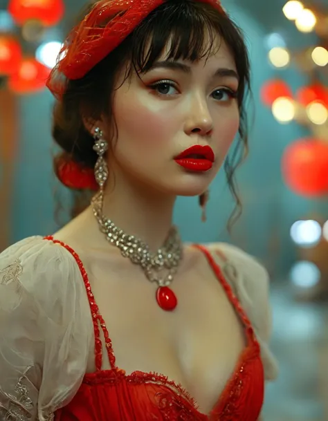 cinematic still midjourney female kazakh, thick red lips, big round tits, cleavage, model, haute couture . emotional, harmonious, vignette, 4k epic detailed, shot on kodak, 35mm photo, sharp focus, high budget, cinemascope, moody, epic, gorgeous, film grain, grainy, midjourney female kazakh, thick red lips, big round , cleavage, model, haute couture, elegant, highly detailed, cinematic, sharp focus, sublime, extremely beautiful, intricate, fine detail, real light, shining, epic composition, brilliant colors, colorful, very coherent, cute, best, stunning, full color, perfect, ambient dramatic