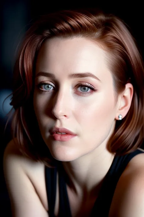 (Teenager) Gillian Anderson, epic, ((smoking sigaretes)), (eye to eye contact), (Close-up portrait), 8k RAW photo, highest quali...