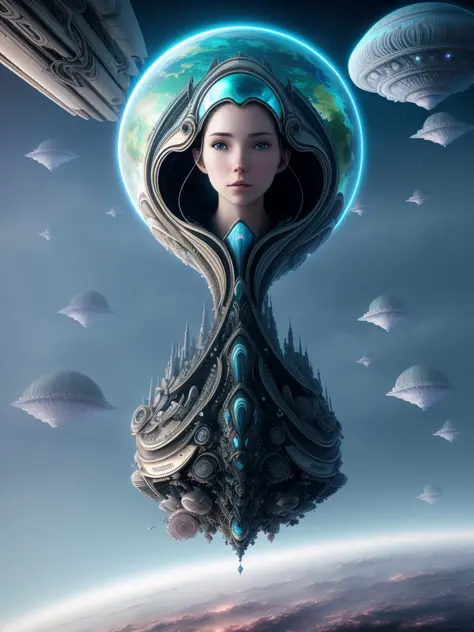 European  girl in clouds, (tight soft light suit ), (pale skin:1.3), beautiful eyes, 4k, ((perfect anatomy)), (((extreme detail))), (((in surreal planet Marc Jessica Rossier,Wayne Barlowe))) ,(((flying ships))),concept art, raw, detailed background, complex background, wallpaper, poster, sharp focus, hyperrealism, insanely detailed, lush detail, filigree, intricate, crystalline, perfectionism, max detail, 4k uhd, spirals, tendrils, ornate, HQ, angelic, decorations, embellishments, masterpiece, hard edge, breathtaking, embroidery,bloom