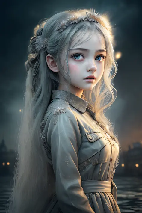 masterpiece,best quality, illustration,{beautiful detailed girl},beautiful detailed glow,(flames of war:1.2),(nuclear explosion behide:1.3),rain,detailed lighting,detailed water,(beautiful detailed eyes:1.1),expressionless,palace,azure hair,disheveled hair...
